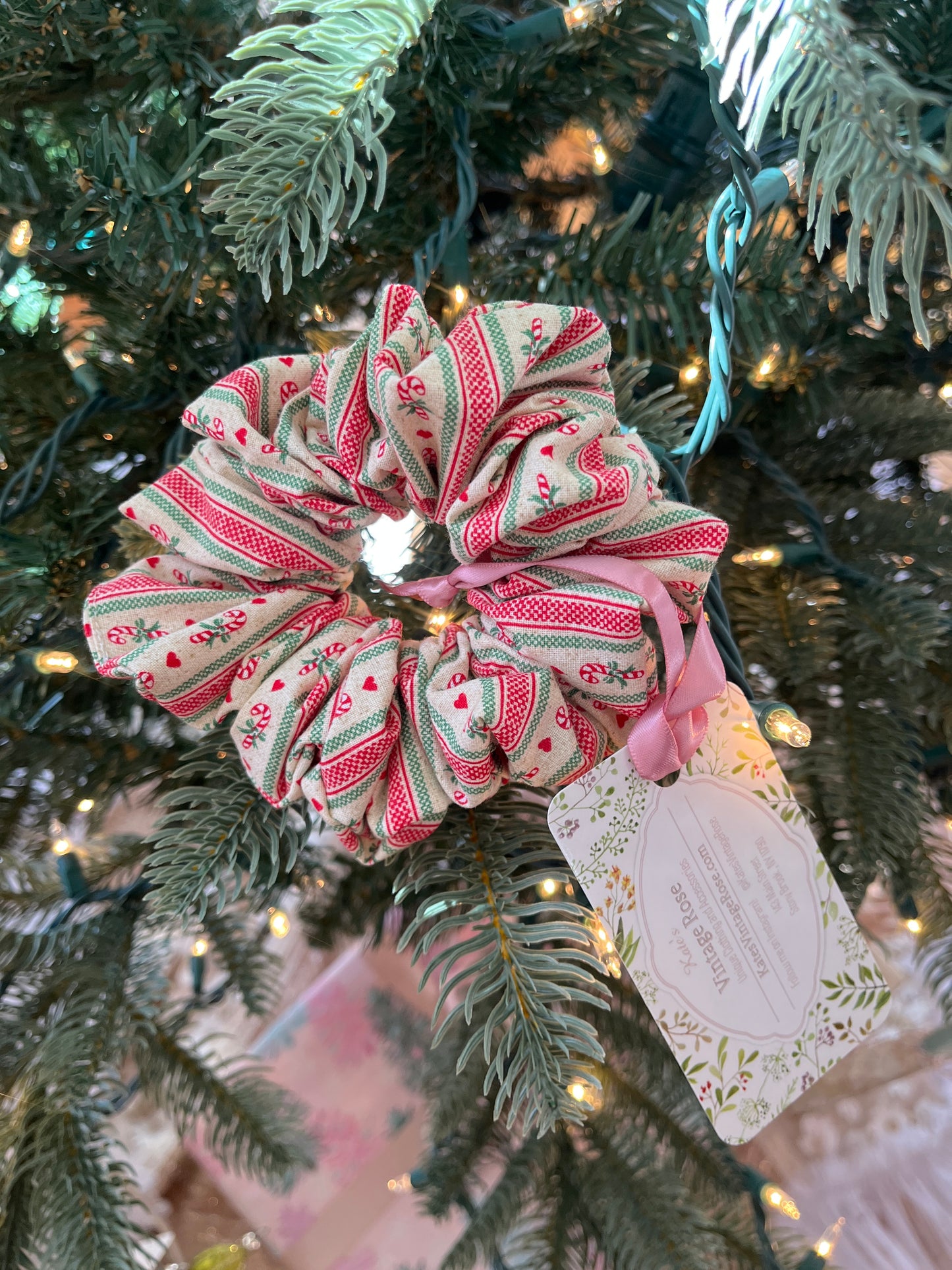 Handmade Candy Cane XL Cotton Scrunchie