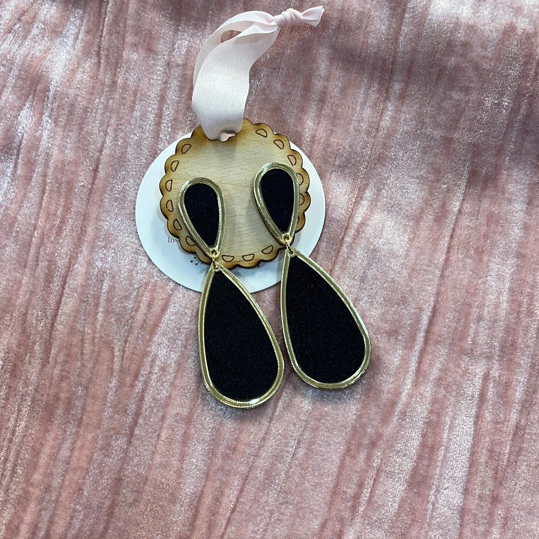 Ava Black Satin Earrings