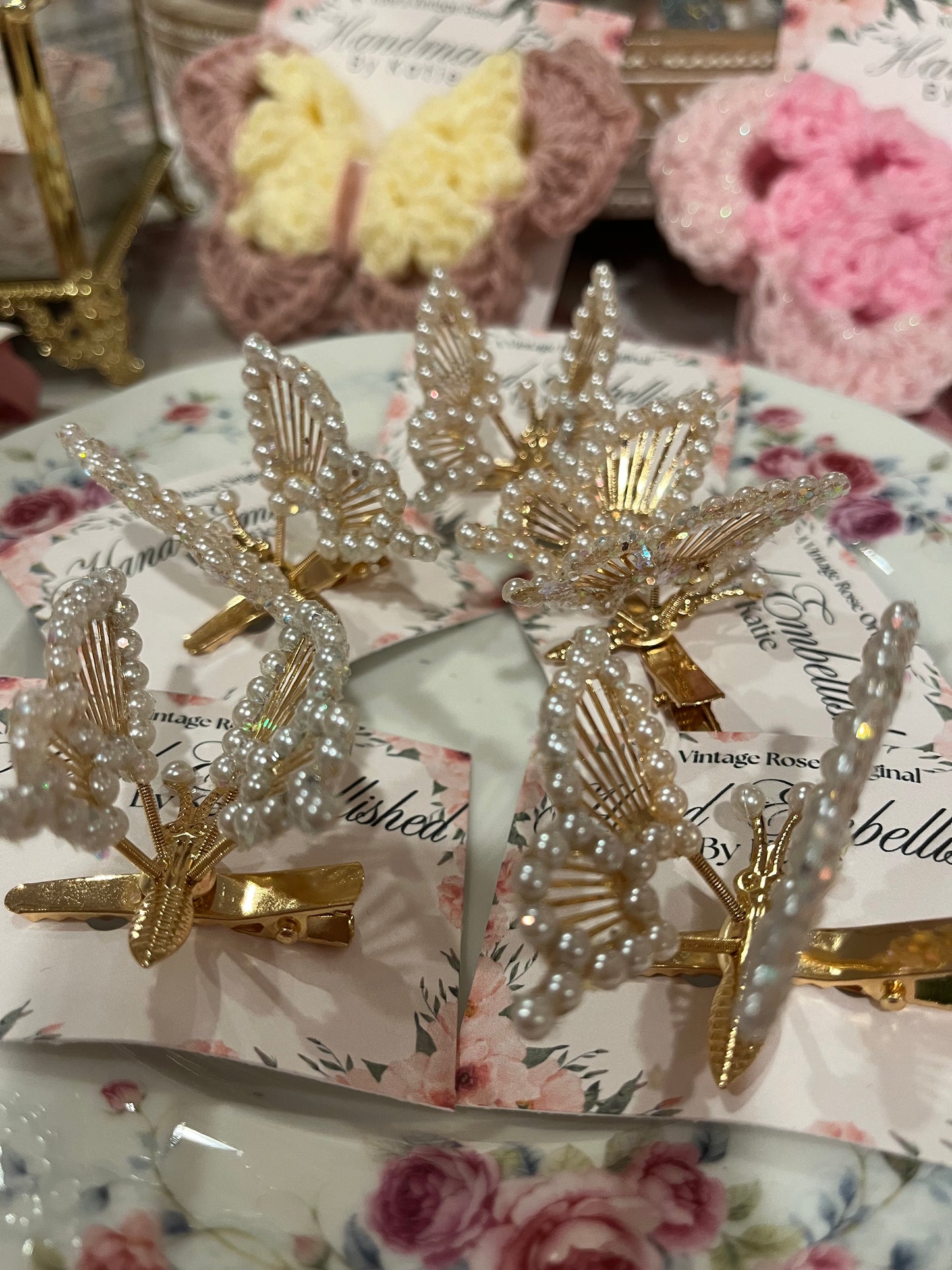 Bespoke Pearl Embellished Butterfly Hair Clip