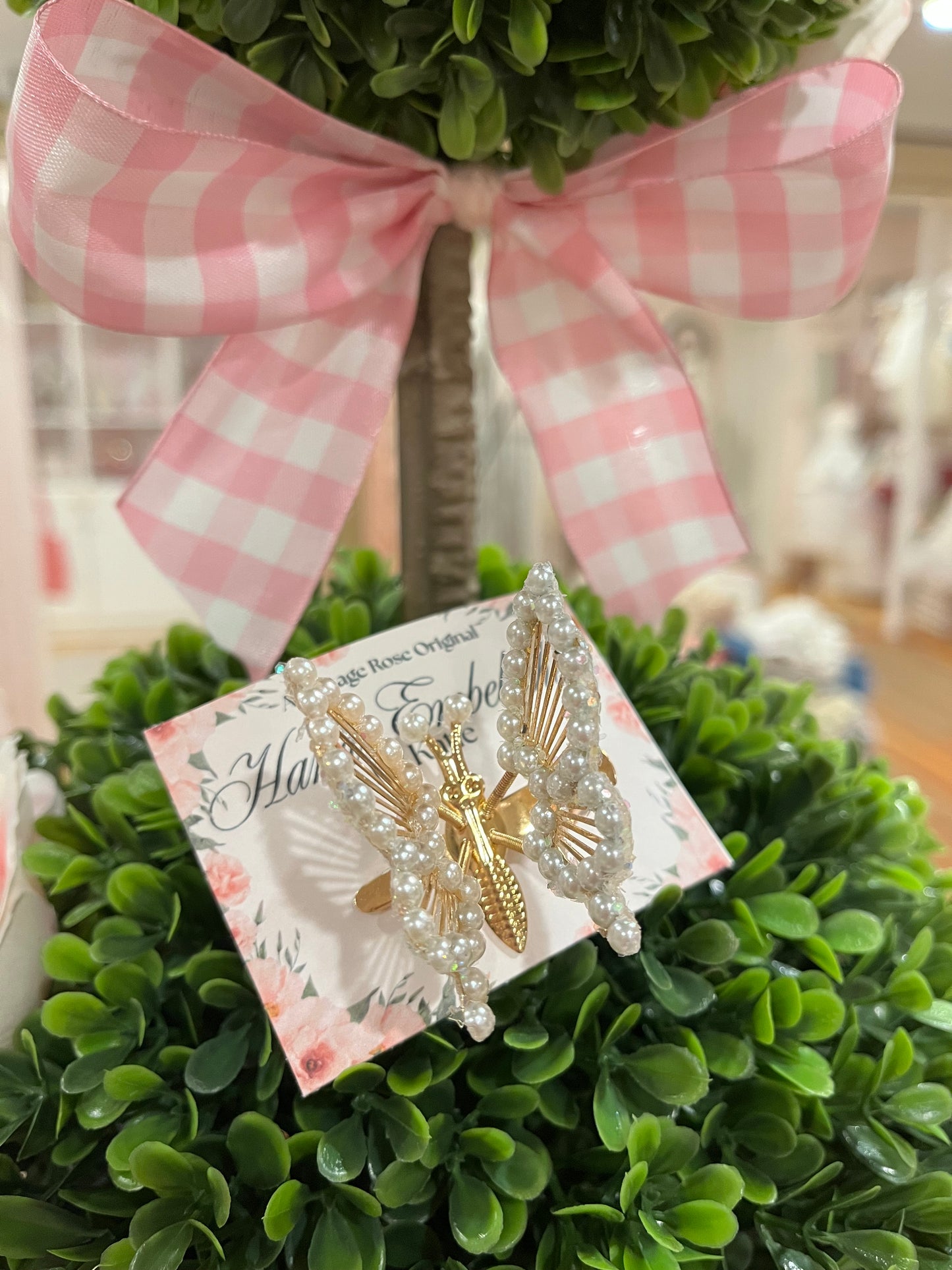 Bespoke Pearl Embellished Butterfly Hair Clip