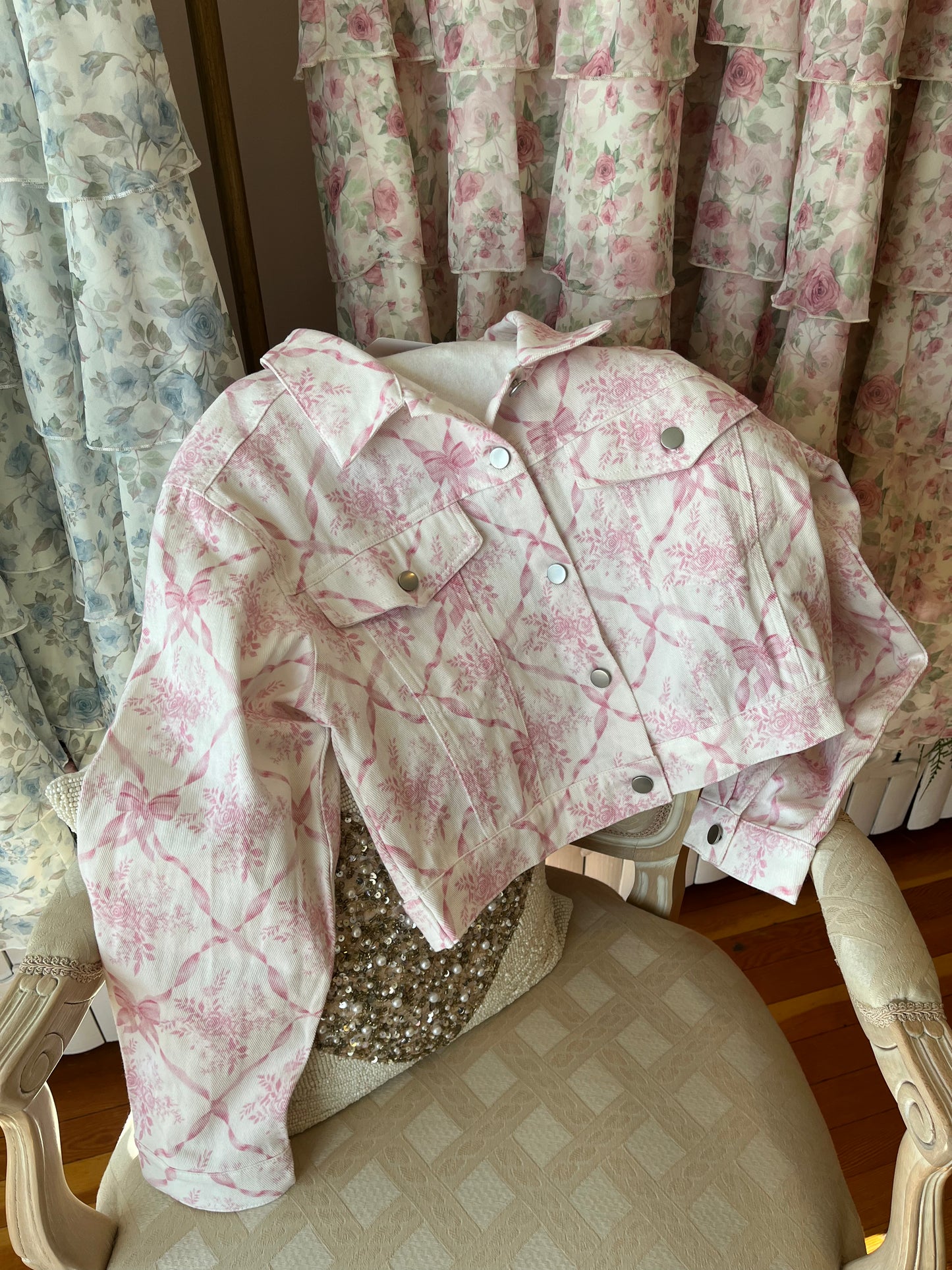 Pink Ribbons and Roses Lightweight Twill Jacket