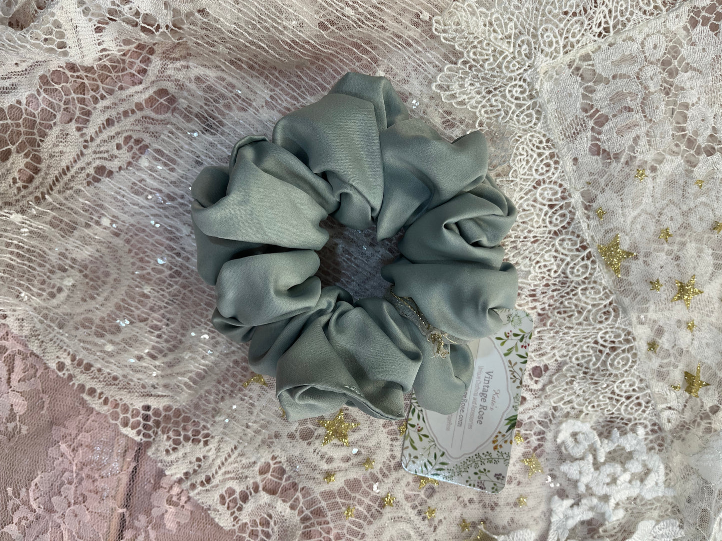 Sage Green XL Satin Around The Bun Scrunchie