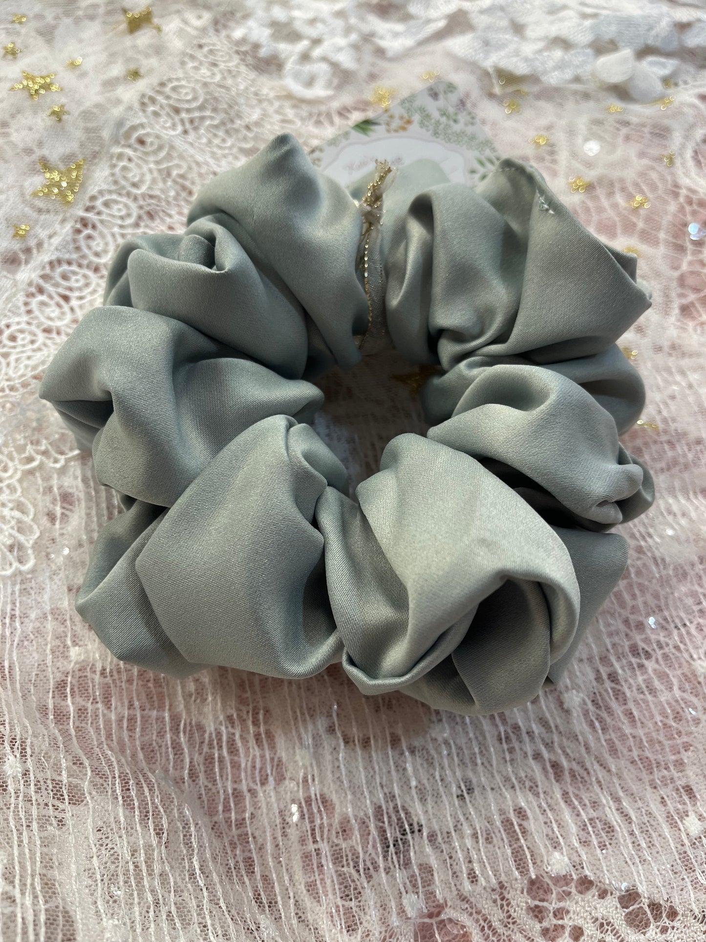 Sage Green XL Satin Around The Bun Scrunchie