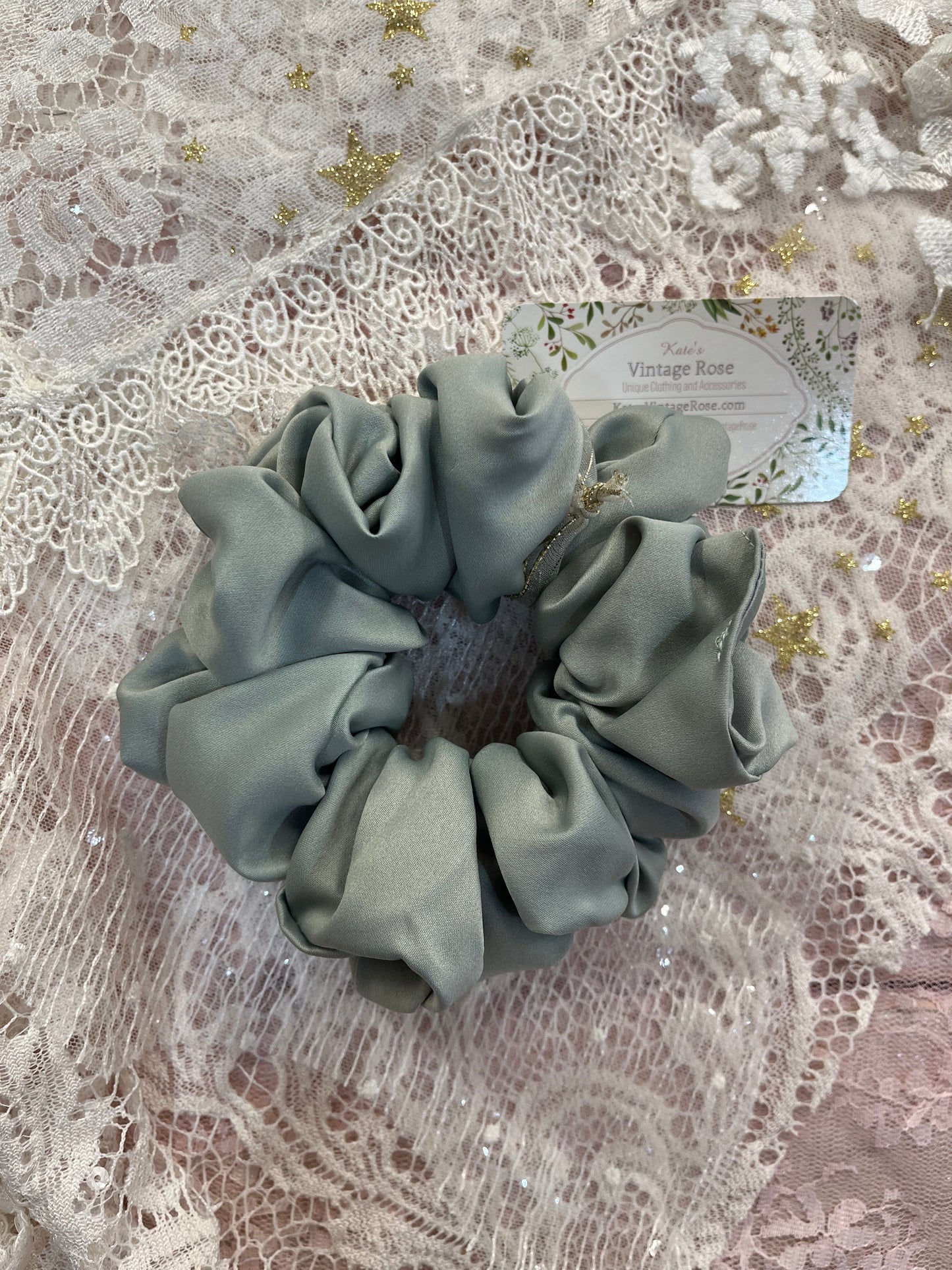 Sage Green XL Satin Around The Bun Scrunchie