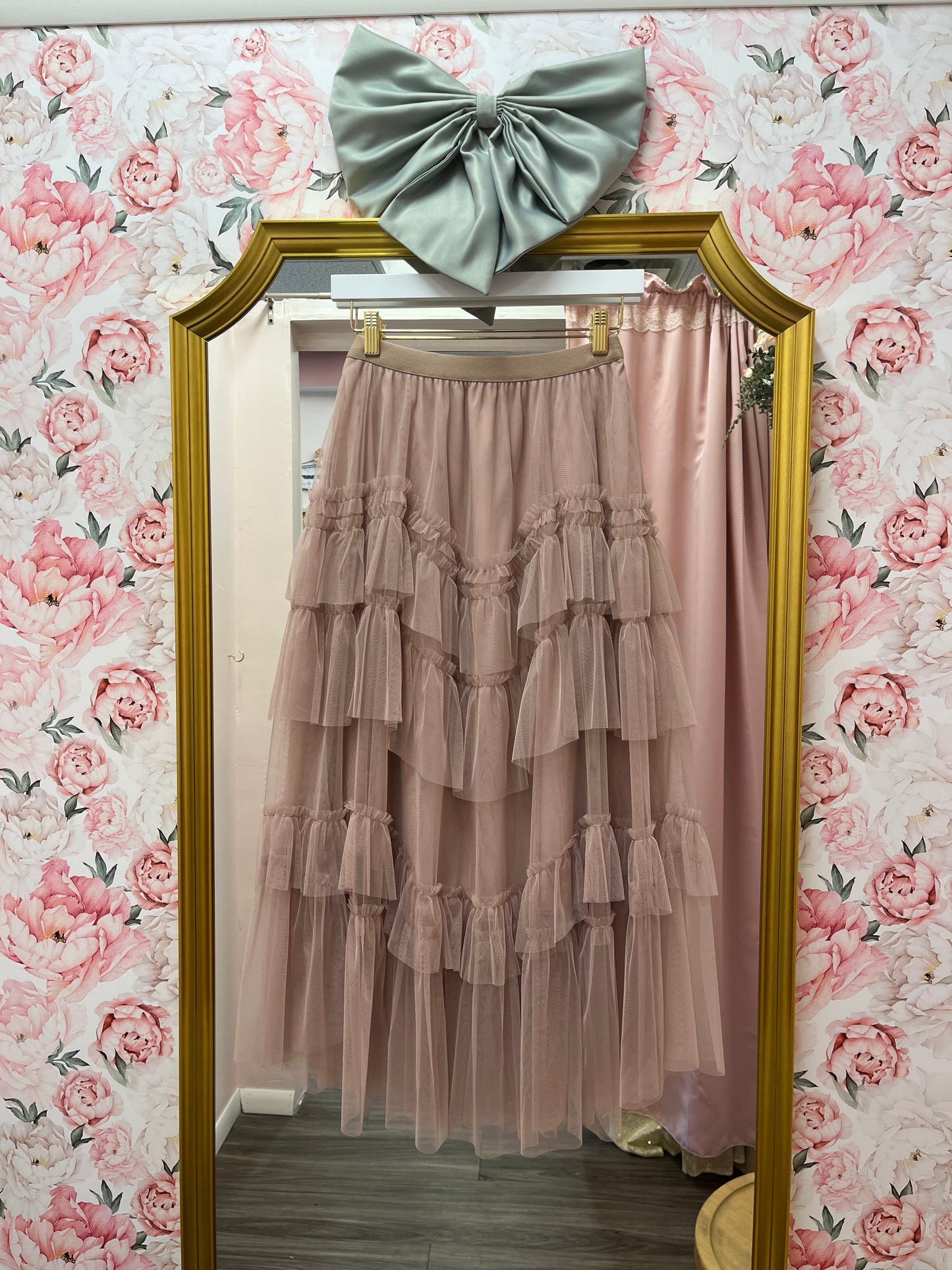 Evangeline Tiered Tulle Midi Skirt