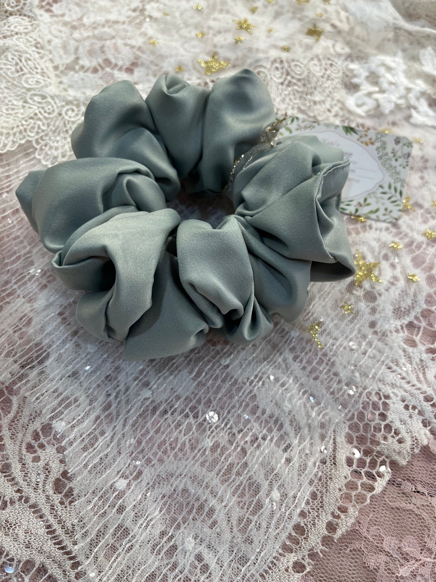 Sage Green XL Satin Around The Bun Scrunchie