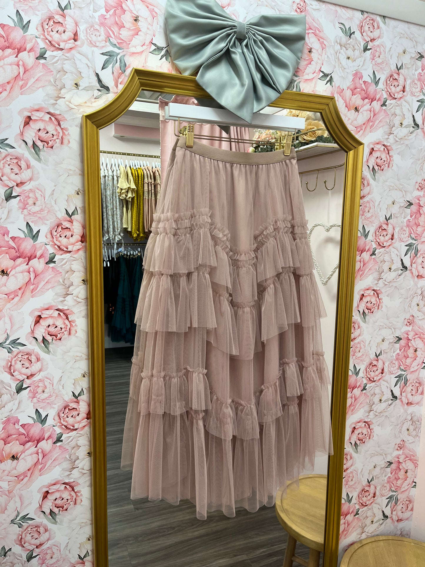 Evangeline Tiered Tulle Midi Skirt