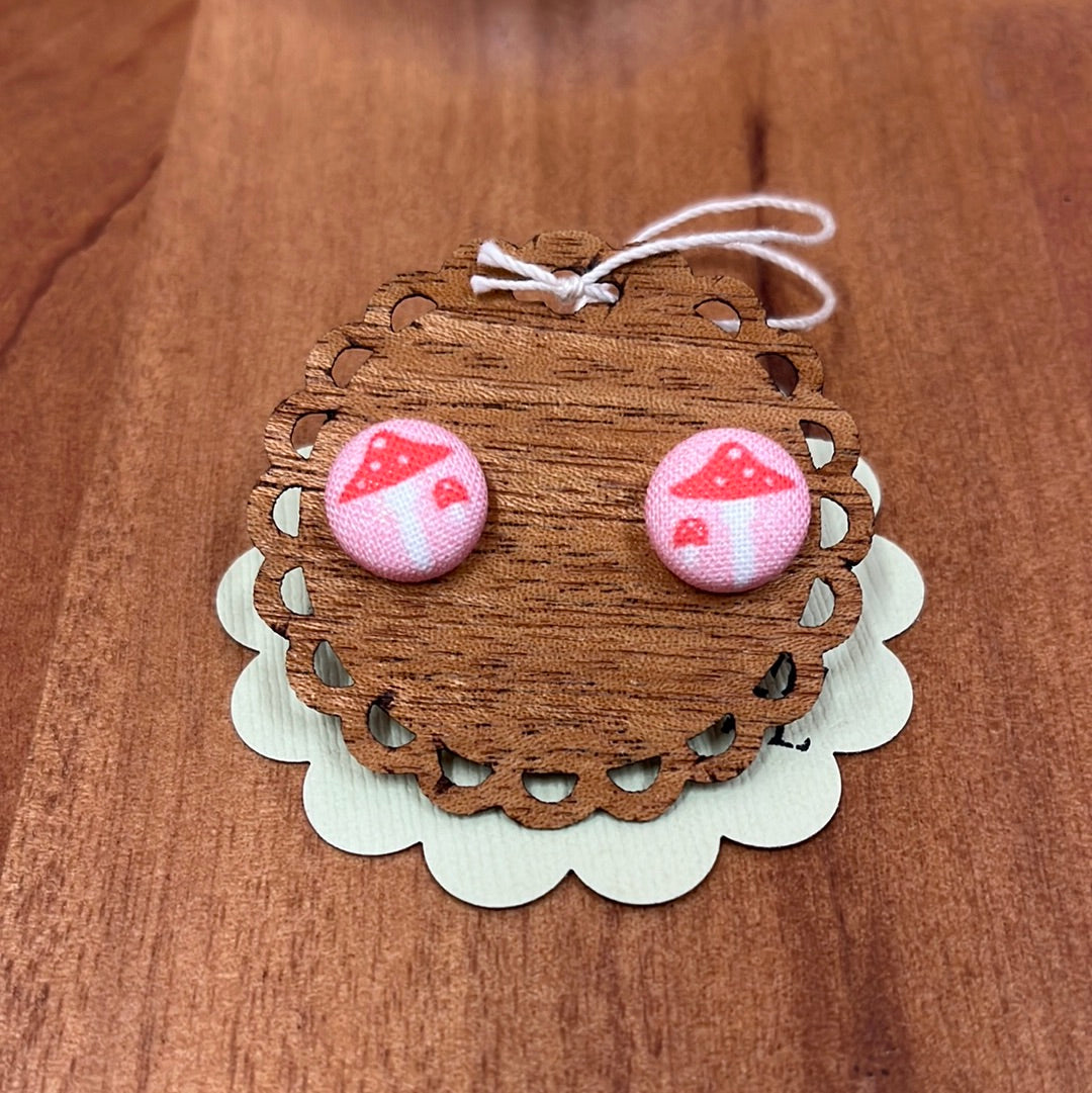 Pink Mushroom Earrings