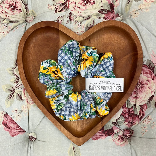 XL Blue Sunflower Scrunchie