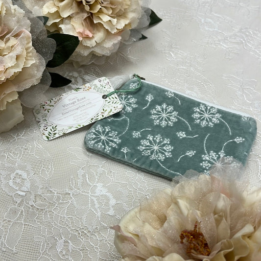 Small Dusty Mint Dandelion Embroidered Bag