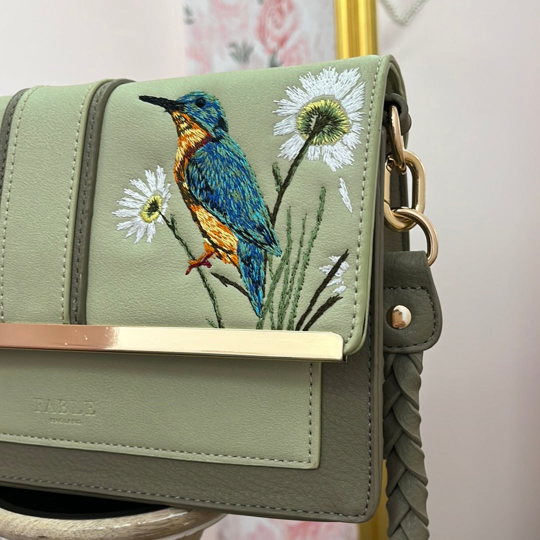 Embroidered 3D-Hummingbird ivory Canvas tote bag – Kora India